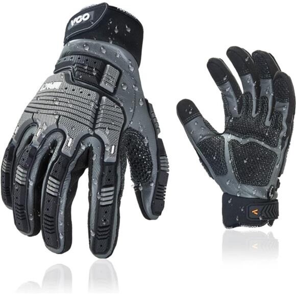 1Pair Leather Heavy Duty Work GlovesMechanics GlovesWaterResistant